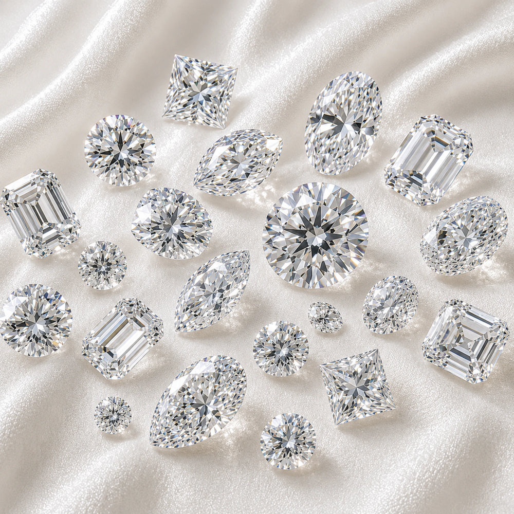 Collection of loose diamonds in different shapes