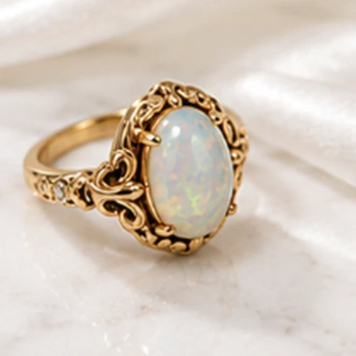Vintage opal gold ring requiring careful gemstone care