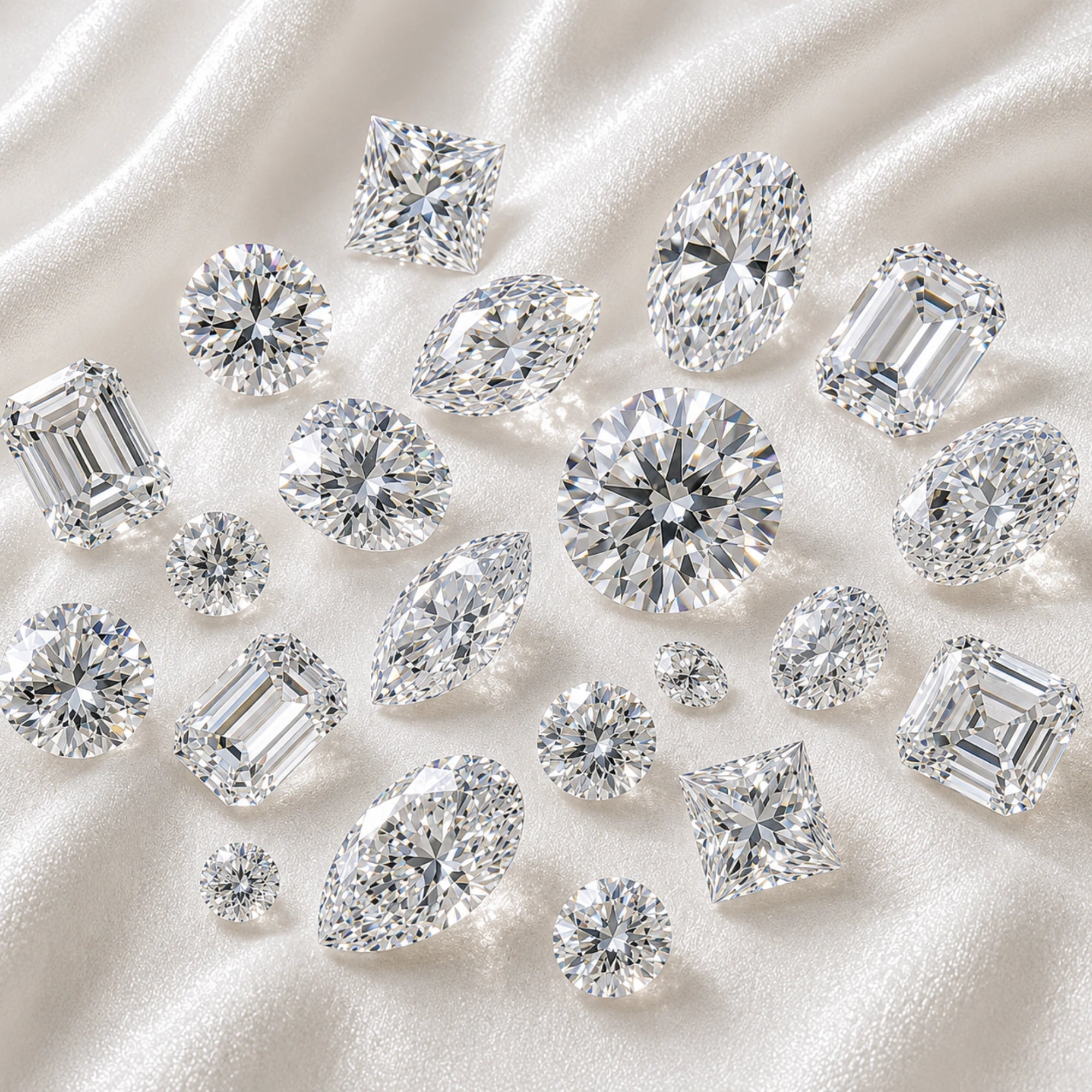 Natural loose diamonds in a selection of classic cuts